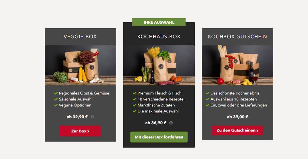 Kochhaus - kochhaus screenshot kochbox auswahl