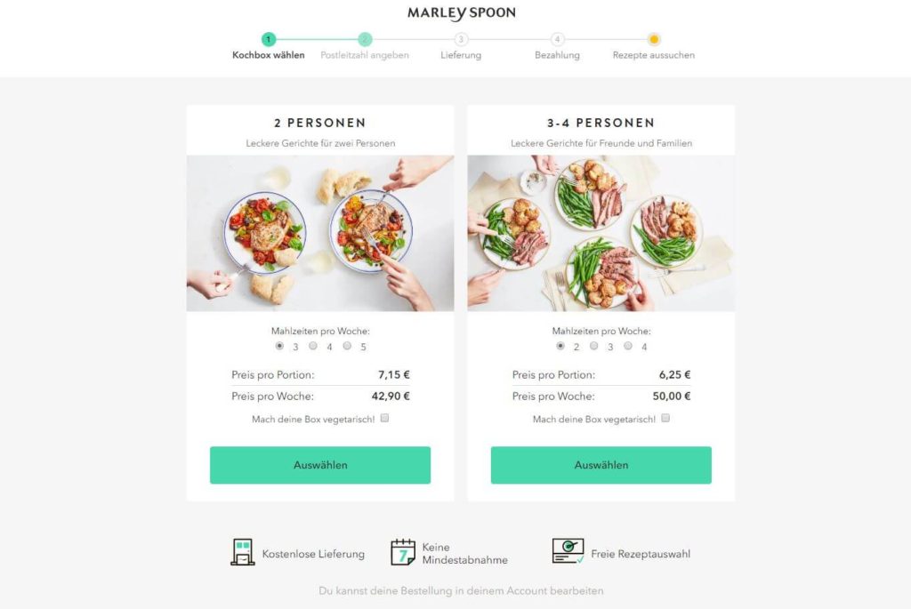 Marley Spoon - marleyspoon bestellung screenshot 1 Marley Spoon Bestellprozess
