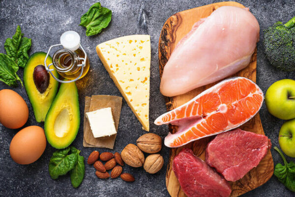 Keto Cycle - rsz 1rsz 1rsz 1shutterstock 1046974864 e1660659740843 ketogene Lebensmittel auf grauem Tisch
