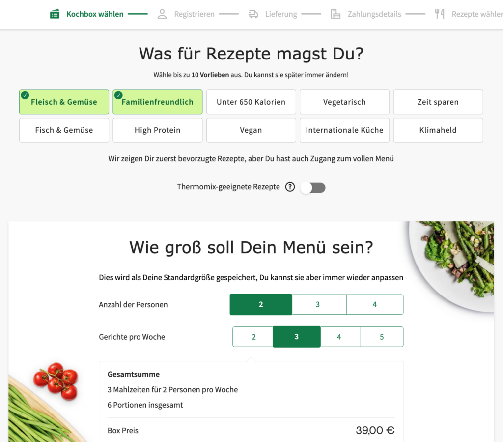 HelloFresh Erfahrungen: Bestellvorgang