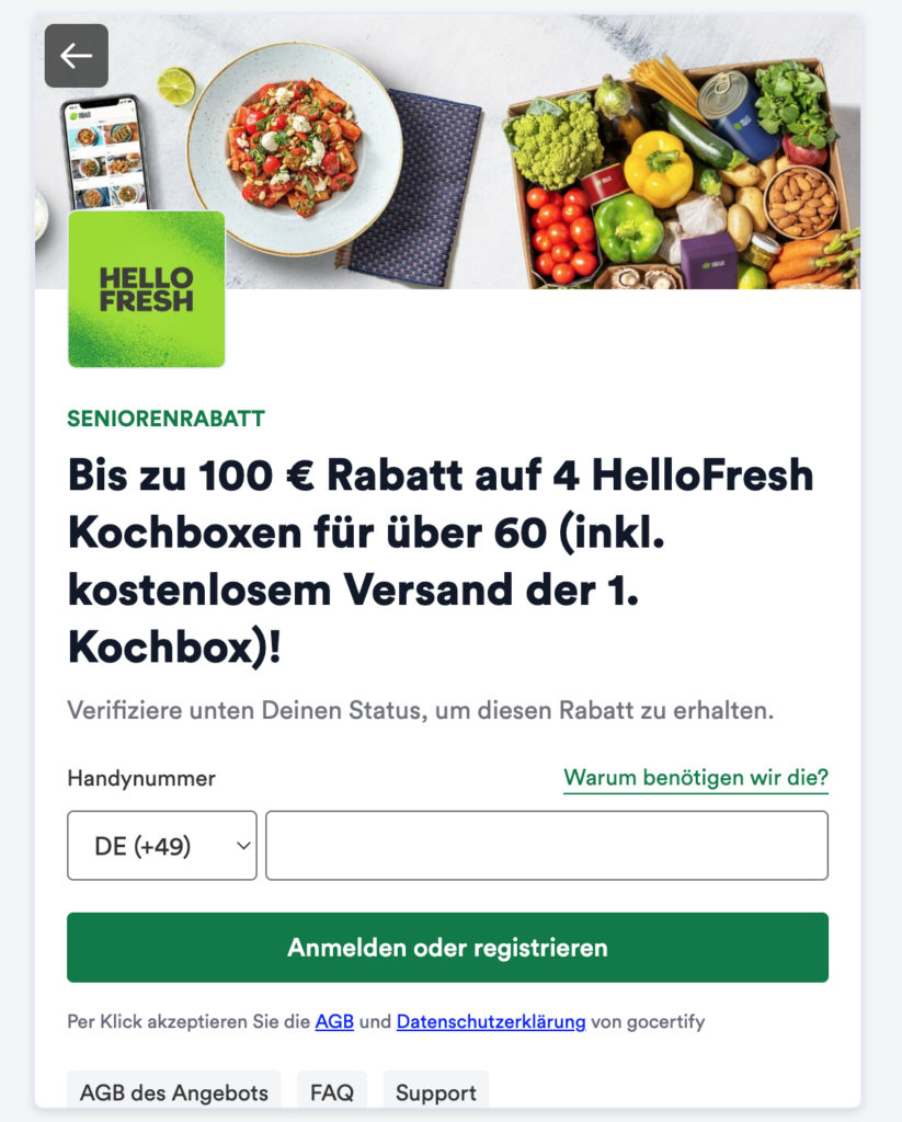 Hello Fresh Gutschein - Screenshot 2023 01 06 at 11.31.35 Hellofresh Rabatt für Senioren