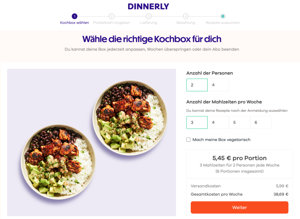 Dinnerly - Screenshot 2023 01 09 at 12.30.56 Dinnerly Bestellprozess