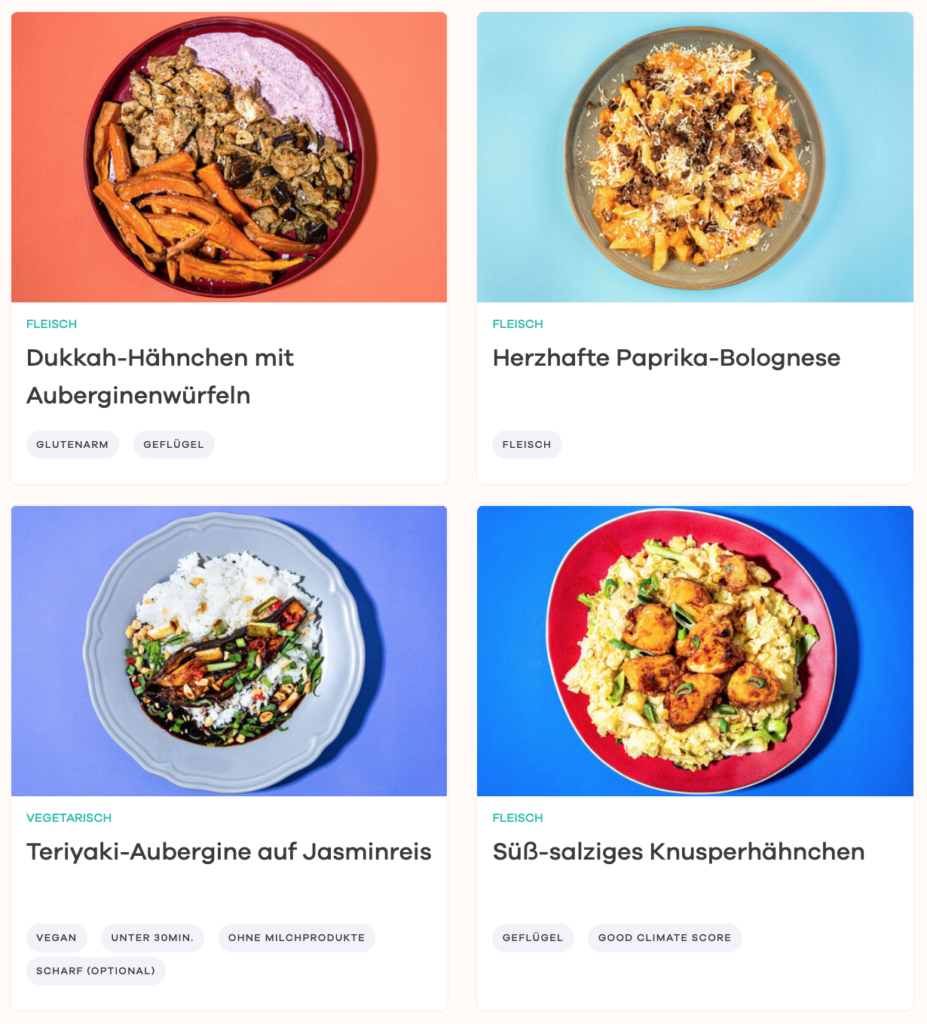 Dinnerly Rezeptauswahl