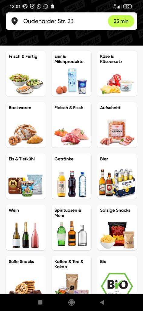 Gorillas Lieferdienst - 1679504371977 Gorillas Lieferdienst Produktauswahl