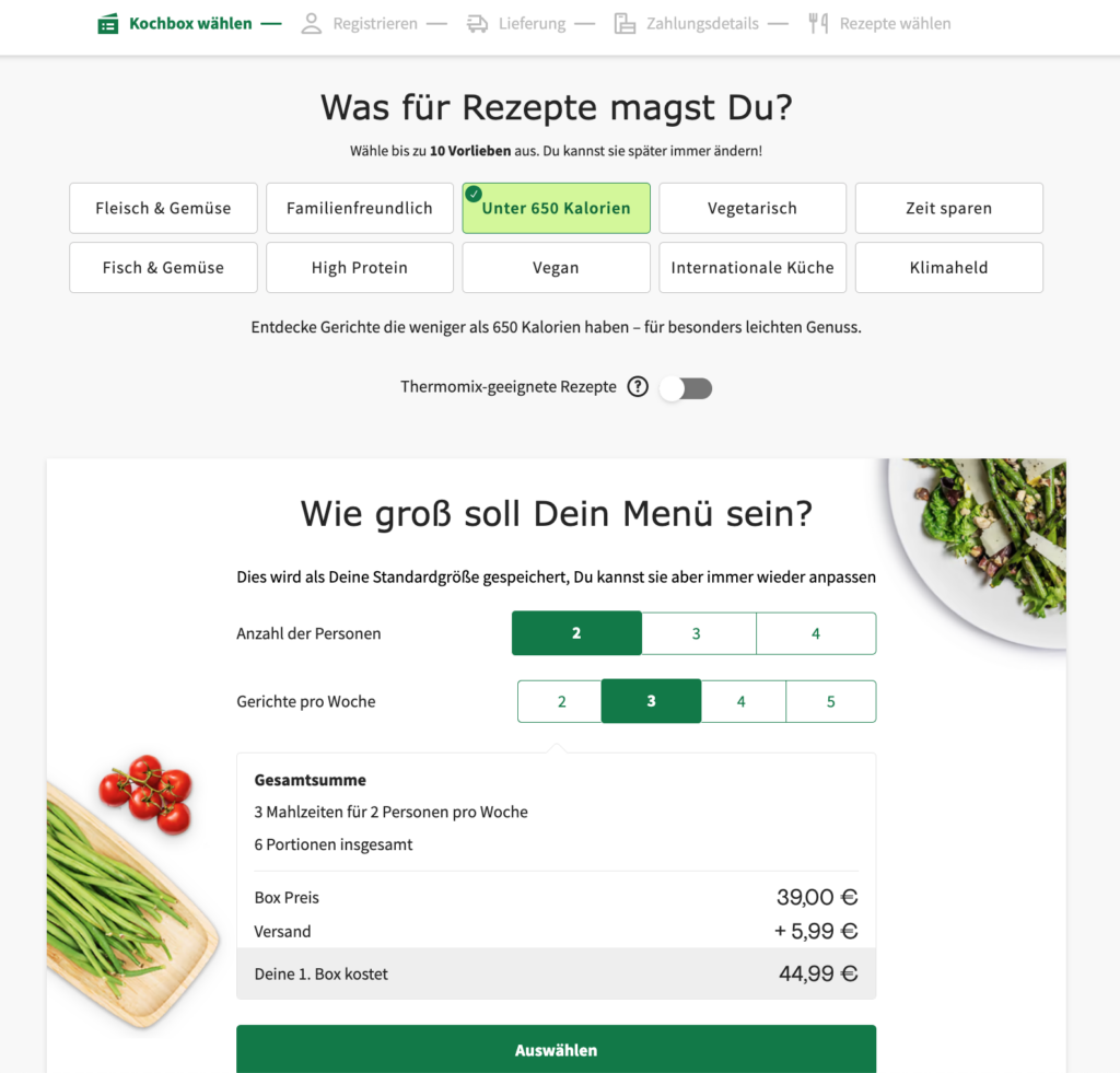 Hellofresh low carb bestellung