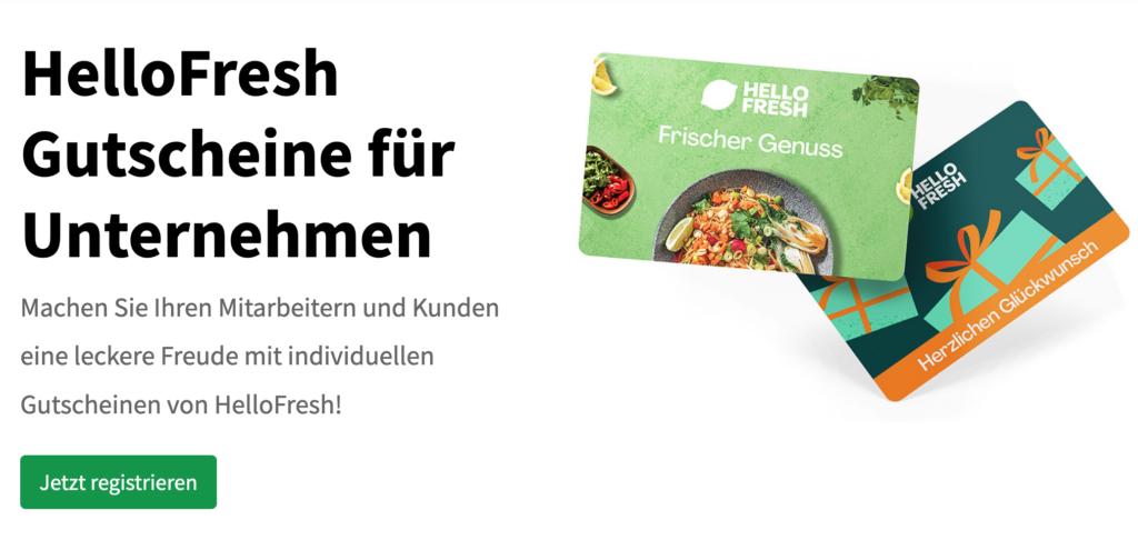 HelloFresh Geschenkgutschein für Unternehmen